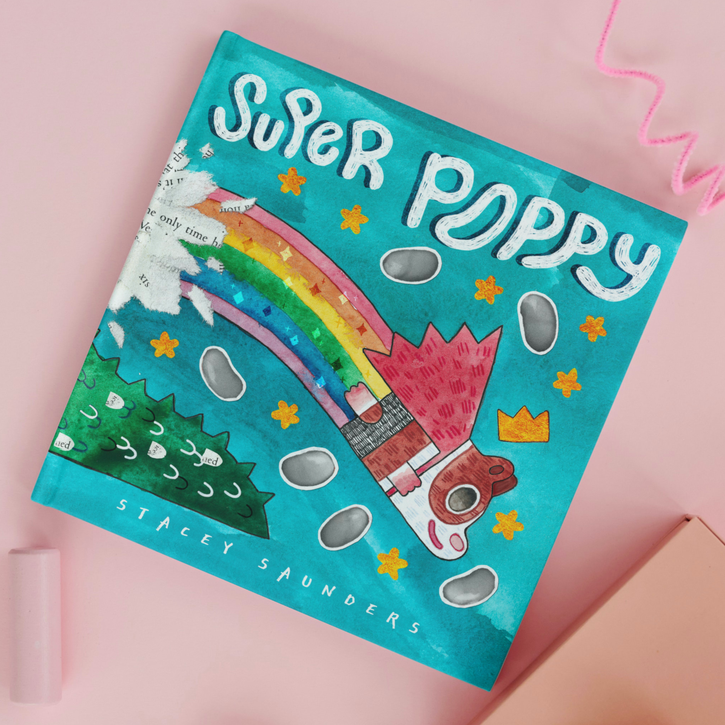 Join Super Poppy on exciting adventures! A children's book by Stacey Saunders, filled with vibrant illustrations and a captivating storyline.