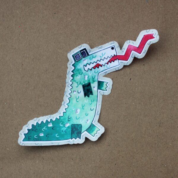 Get your hands on these awesome stickers! They showcase a green crocodile and are known as Mr. Crocodile Super Poppy stickers, easy to peel. He is hissing!